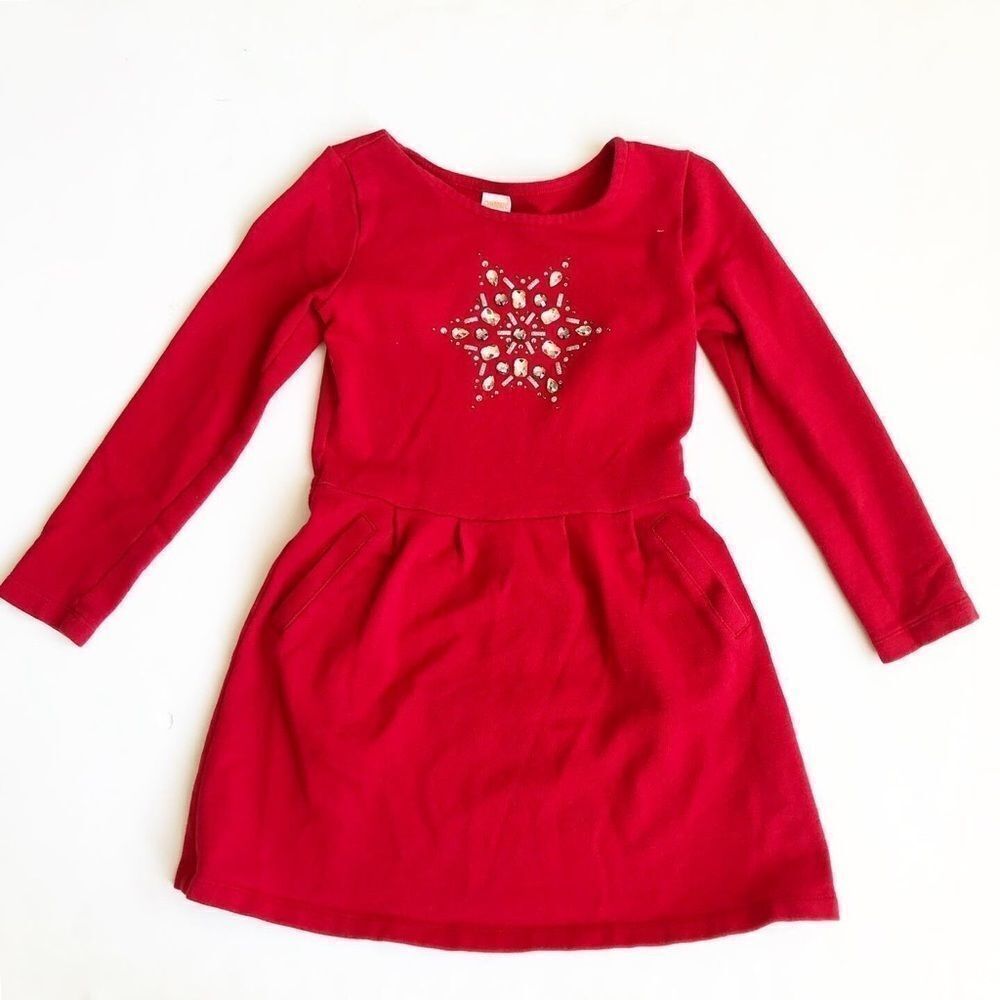 Gymboree red snowflake sweatshirt dress VGUC 8Y